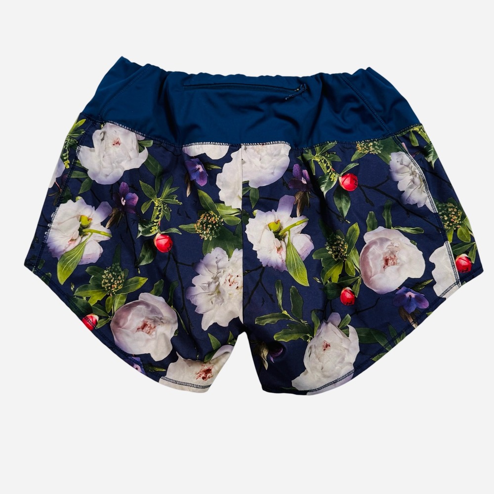 Oiselle Running Shorts‎ Womens 10 Navy Blue Floral Peony Print Athletic Running - Picture 2 of 7